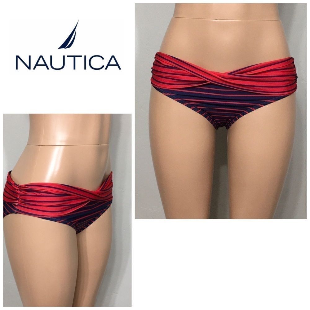 NAUTICA. Fold over twist front bikini bottoms.
